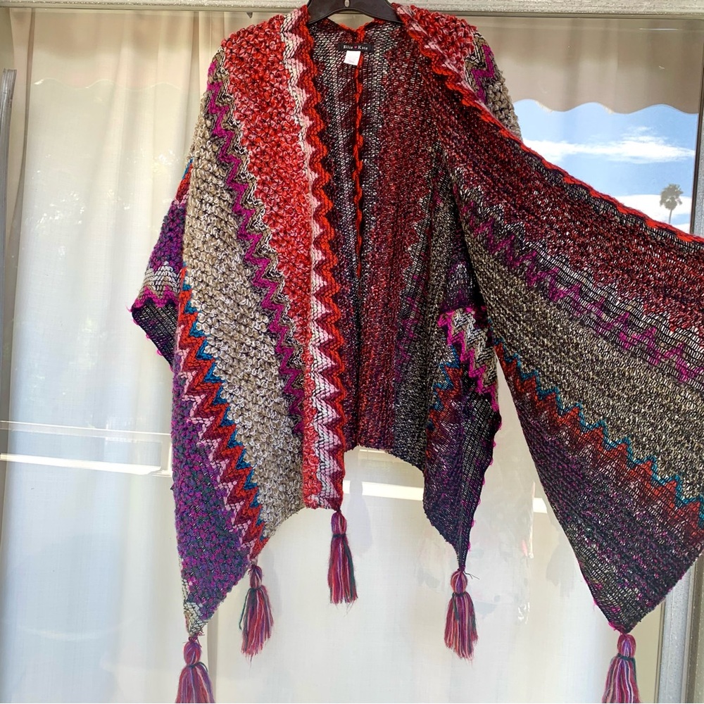 Ellie Kate Sweater Poncho Cape - Picture 7 of 15